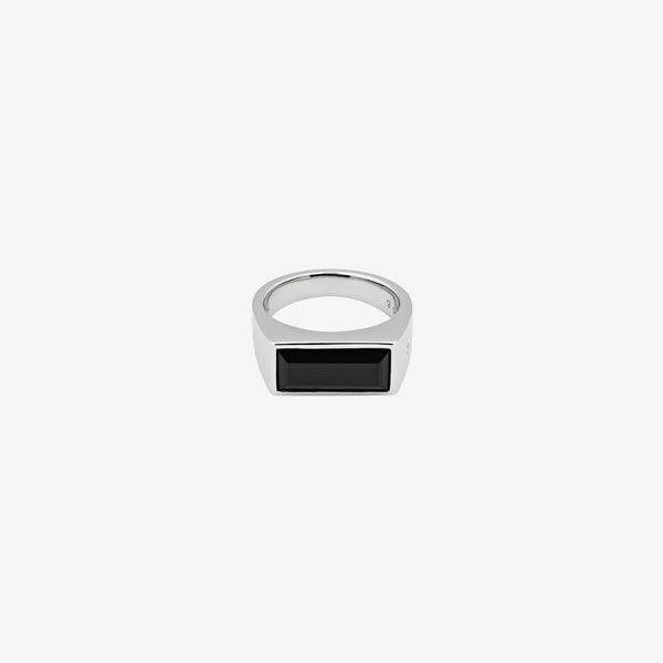 Peaky Ring Polished Onyx Silver