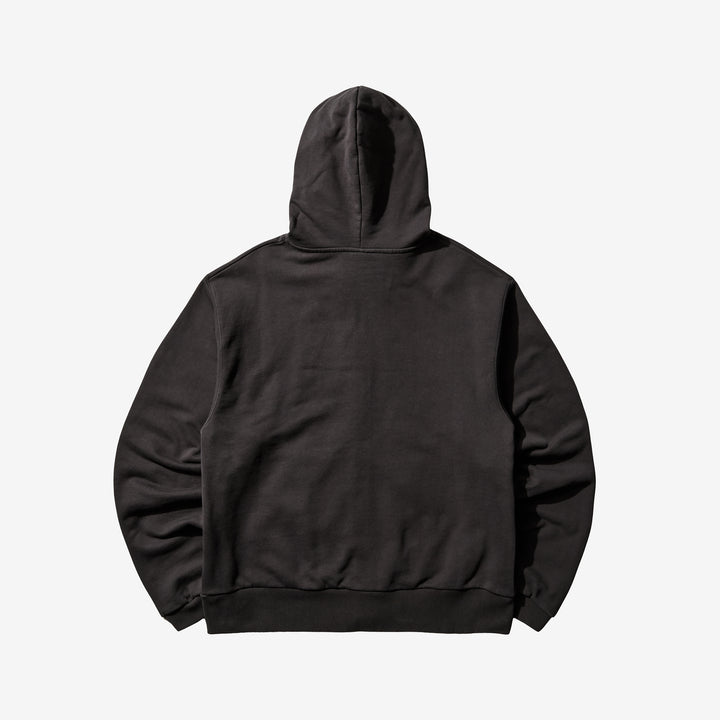 Compact Masked Zip Hoodie Washed Black