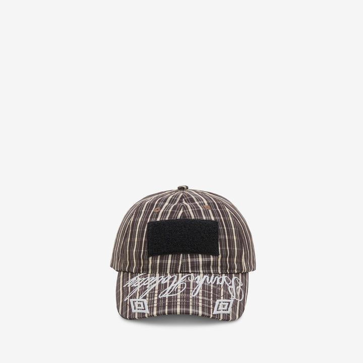Check Hazard Cap Beige | Dark Brown Front