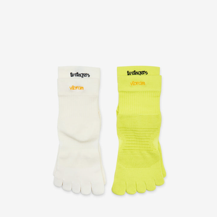 Mini Crew 2 Pack Toe Socks Ivory | Lime Front