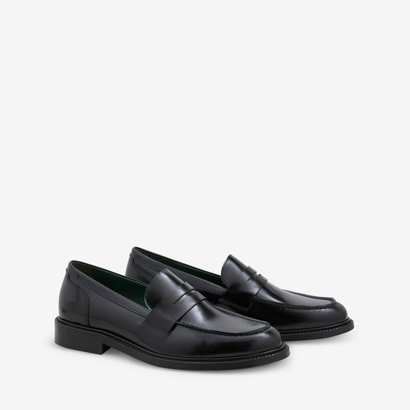 Townee Penny Loafer Black Polido Leather Footwear