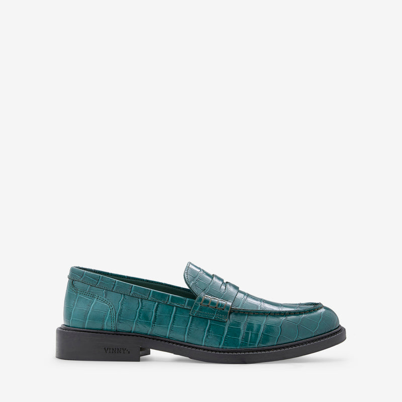 Townee Penny Loafer Green Croco