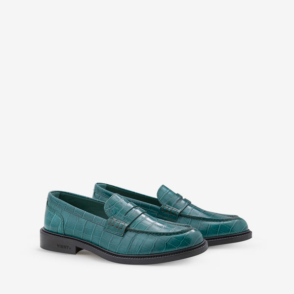 Townee Penny Loafer Green Croco