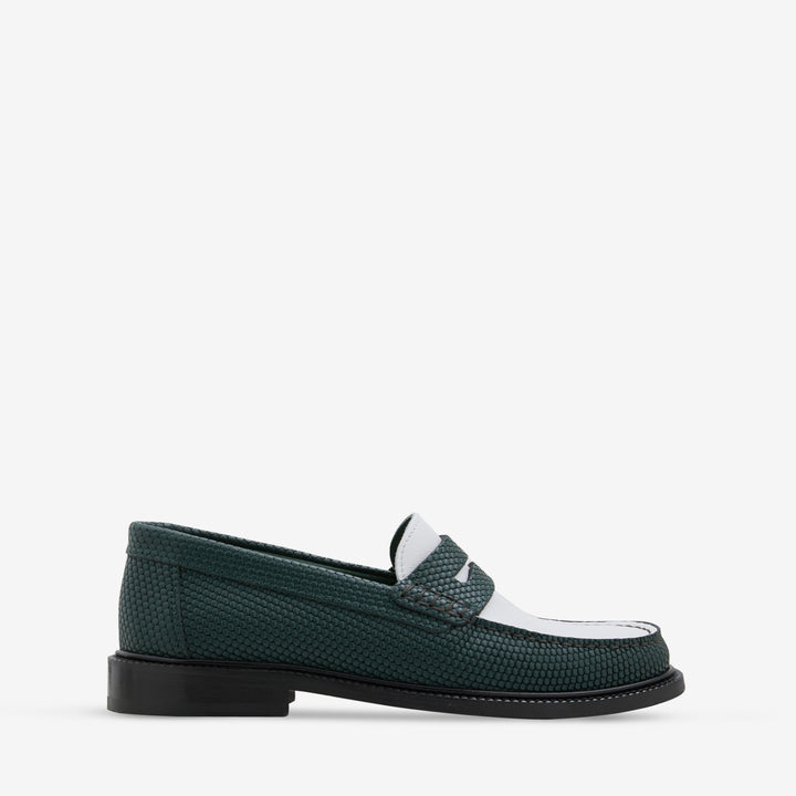 Yardee Moccasin Loafer Green Embossed