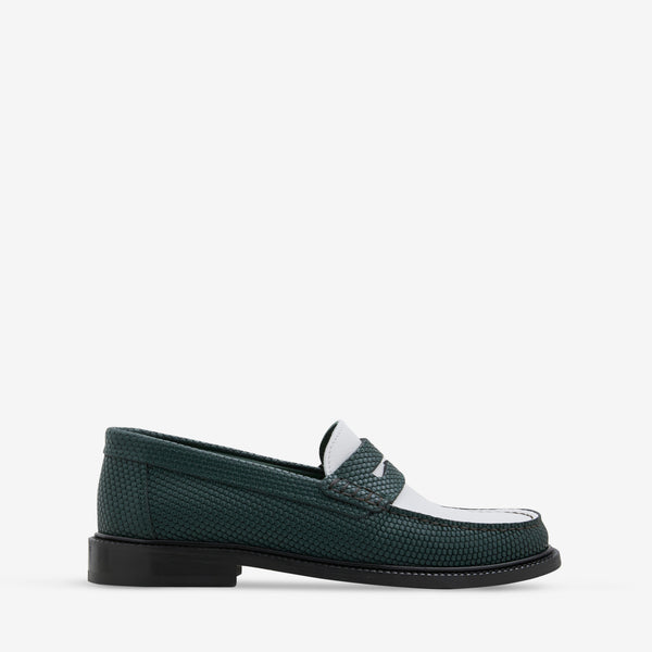 Yardee Moccasin Loafer Green Embossed Footwear