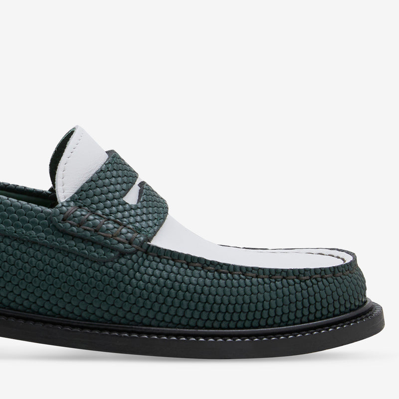 Yardee Moccasin Loafer Green Embossed Footwear
