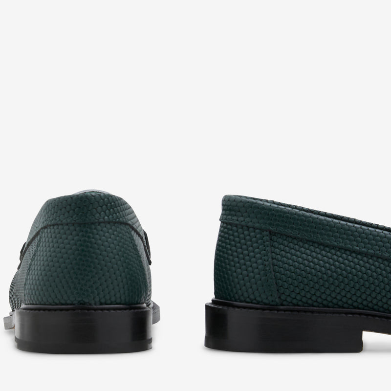 Yardee Moccasin Loafer Green Embossed Footwear
