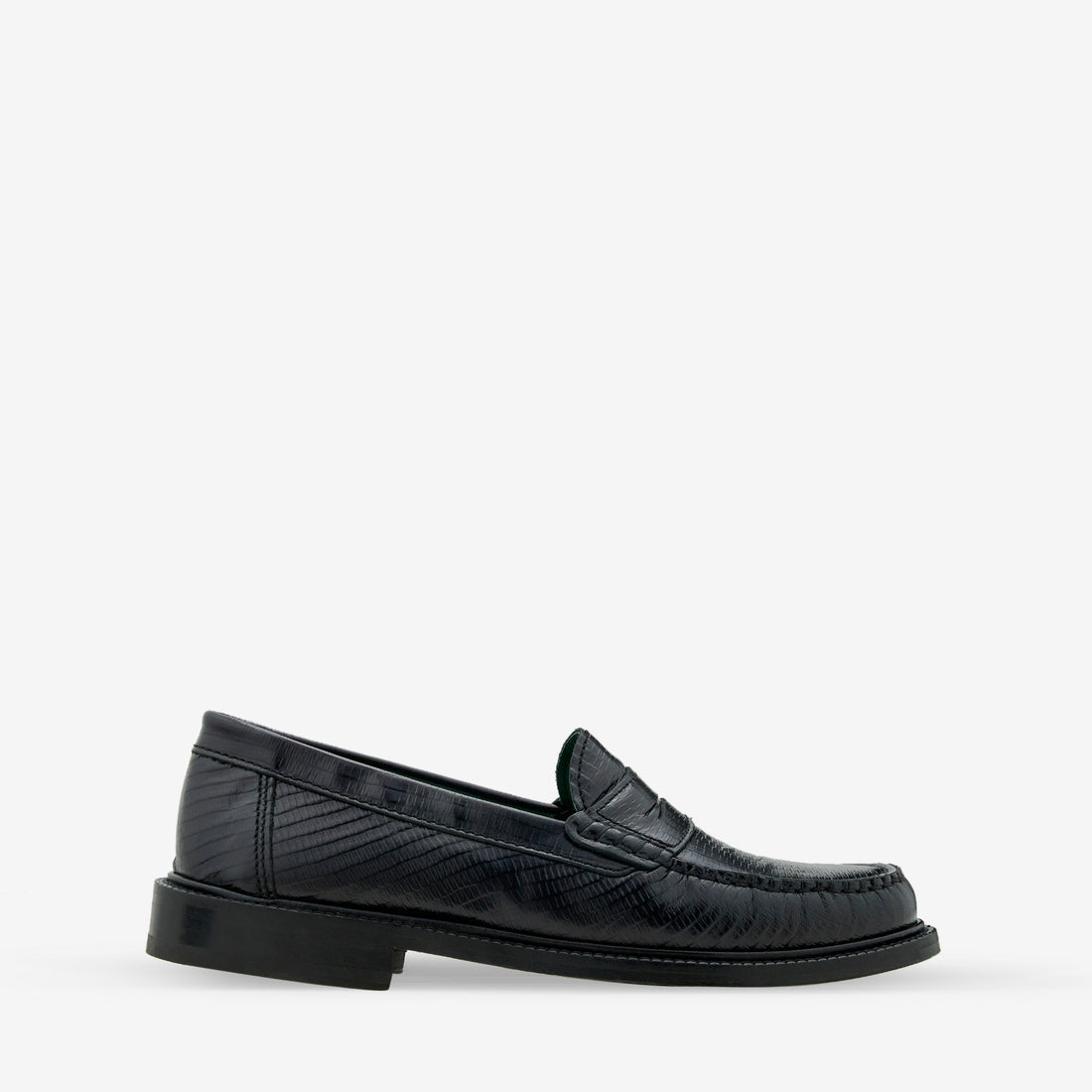Yardee Mocassin Loafer Black Lizard Pattern Footwear