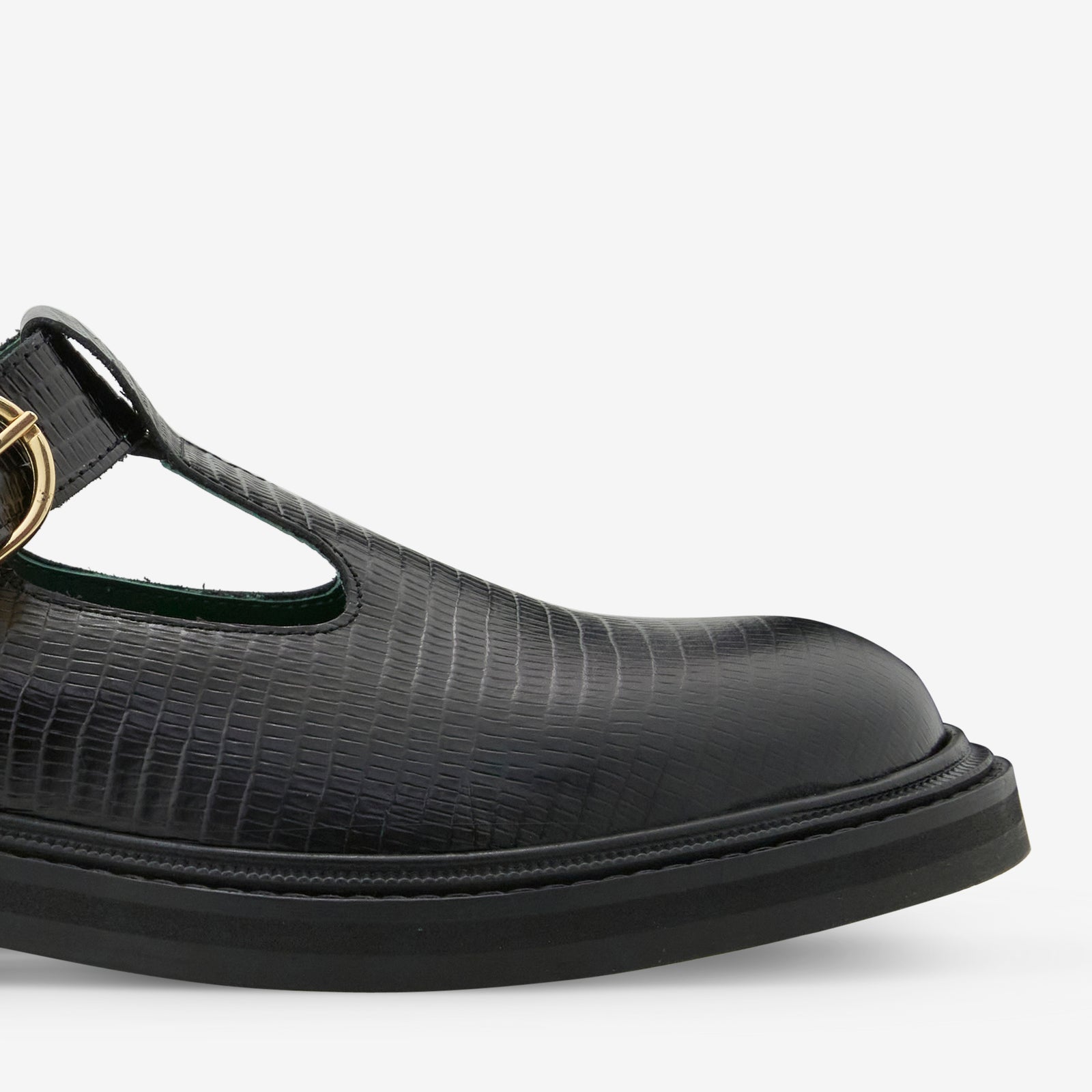 Vinnee T-Strap Derby Black Lizard Pattern – Above The Clouds