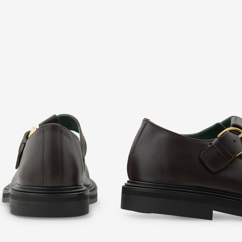 Vinnee T-Strap Derby Dark Brown Leather Footwear