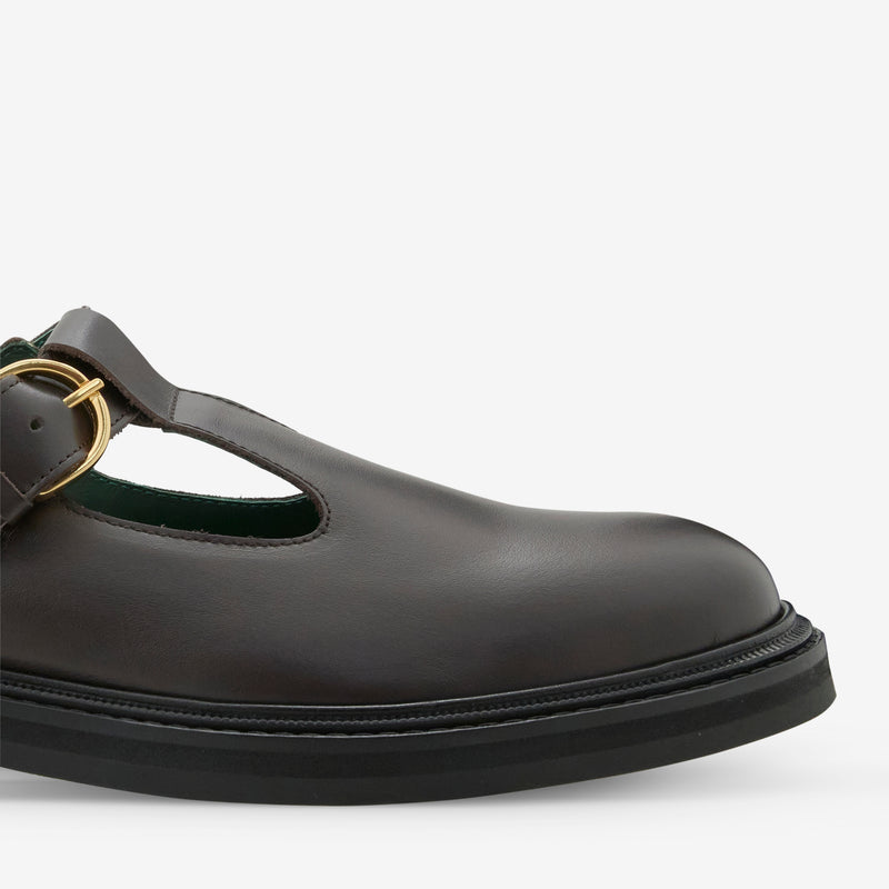 Women's Vinnee T-Strap Derby Dark Brown Leather Footwear