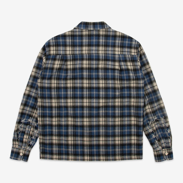 Western Boxy Plaid Shirt Royal Blue Shirts