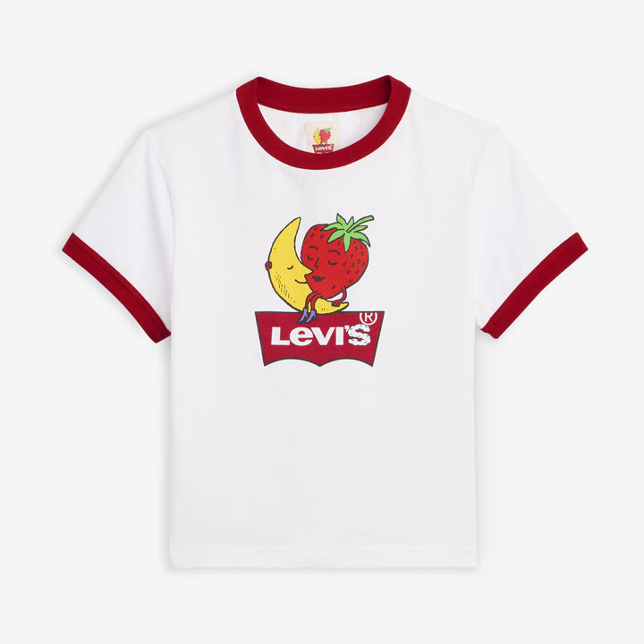 Sky High Farm x Women's Baby Ringer T-Shirt White | Red Front