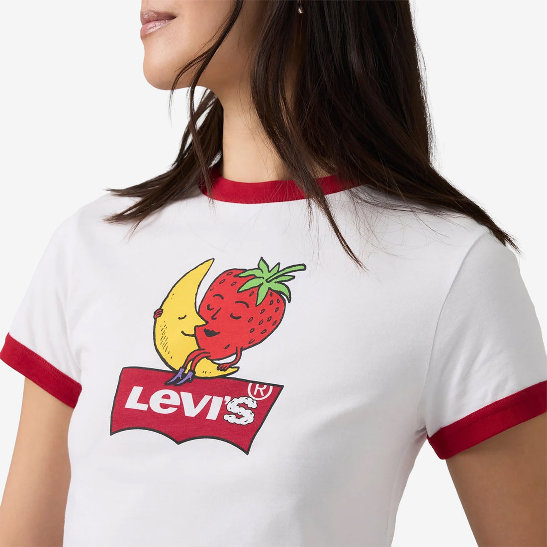 Sky High Farm x Women's Baby Ringer T-Shirt White | Red Tees