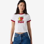 Sky High Farm x Women's Baby Ringer T-Shirt White | Red