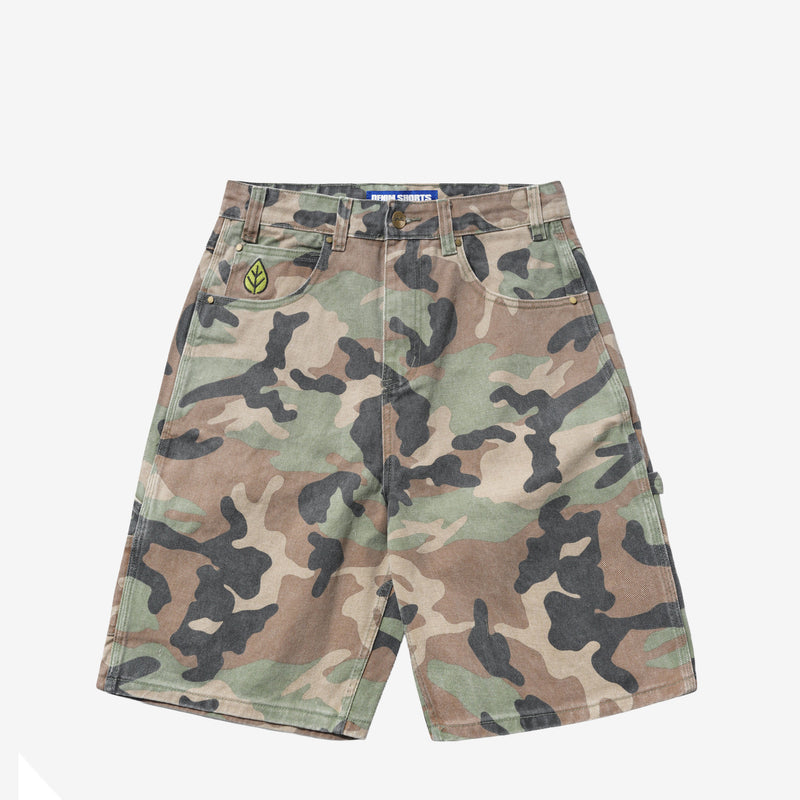 Weathergear Denim Shorts Woodland Camo Shorts