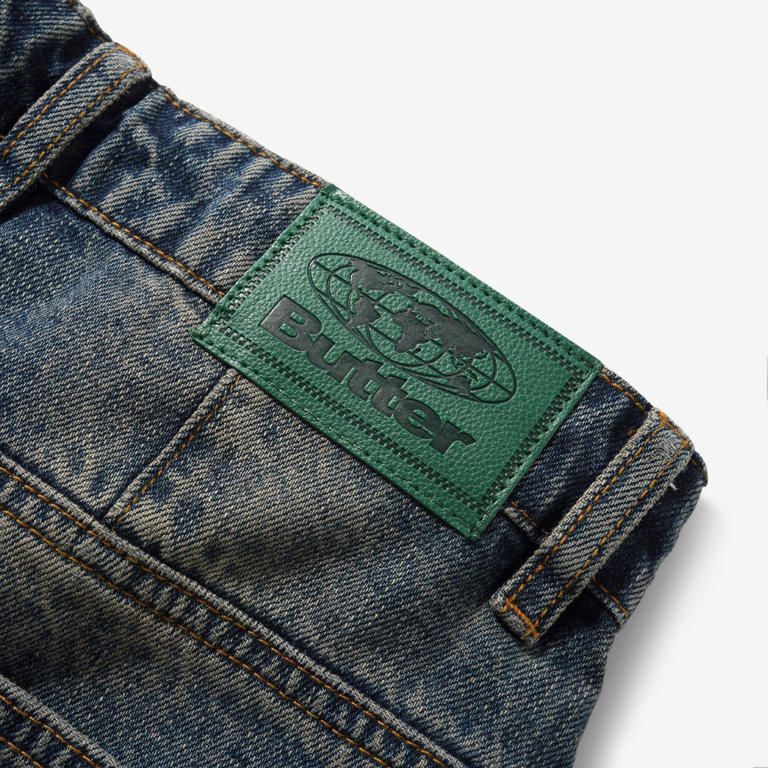 Wide Cut Denim Jeans Dirty Wash Indigo Pants
