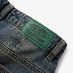 Wide Cut Denim Jeans Dirty Wash Indigo