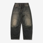Wide Cut Denim Jeans Faded Brown Wash