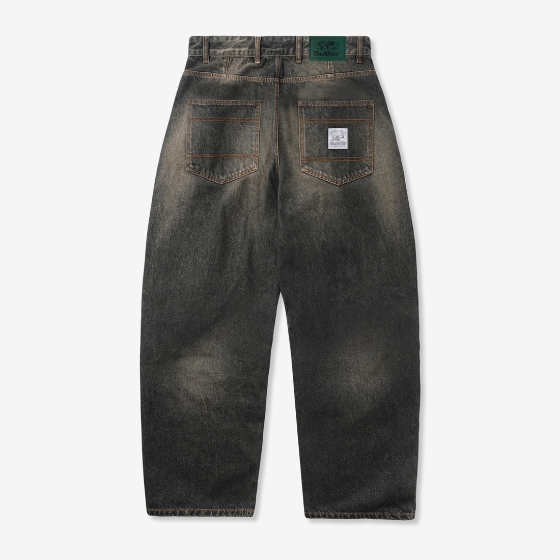 Wide Cut Denim Jeans Faded Brown Wash Pants