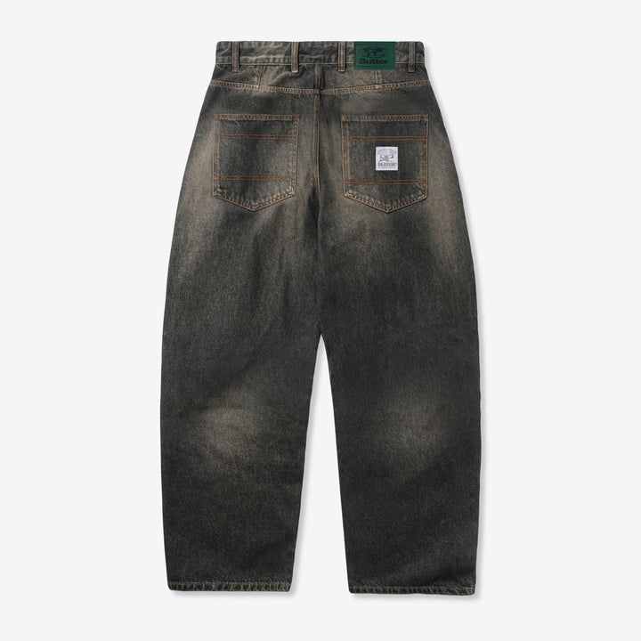 Wide Cut Denim Jeans Faded Brown Wash