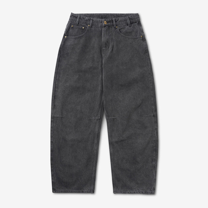 Wide Cut Denim Jeans Rinsed Black Front
