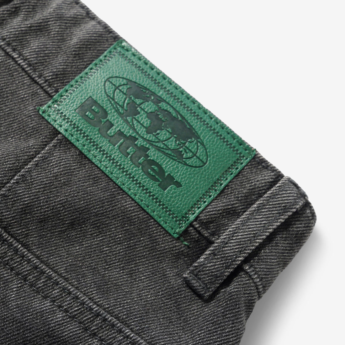 Wide Cut Denim Jeans Rinsed Black Pants