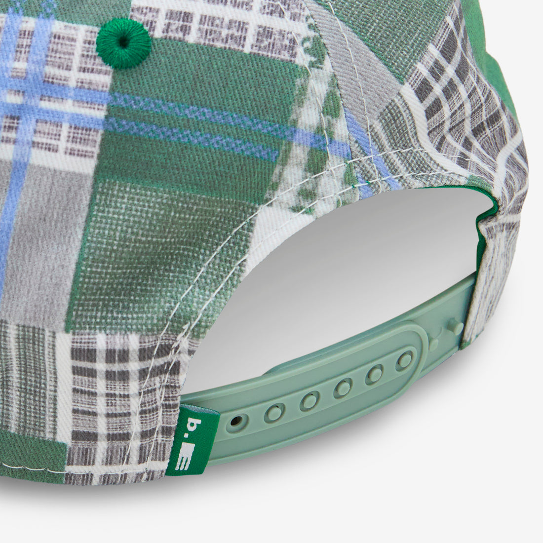 B.E Hat Green Mix Checker Headwear