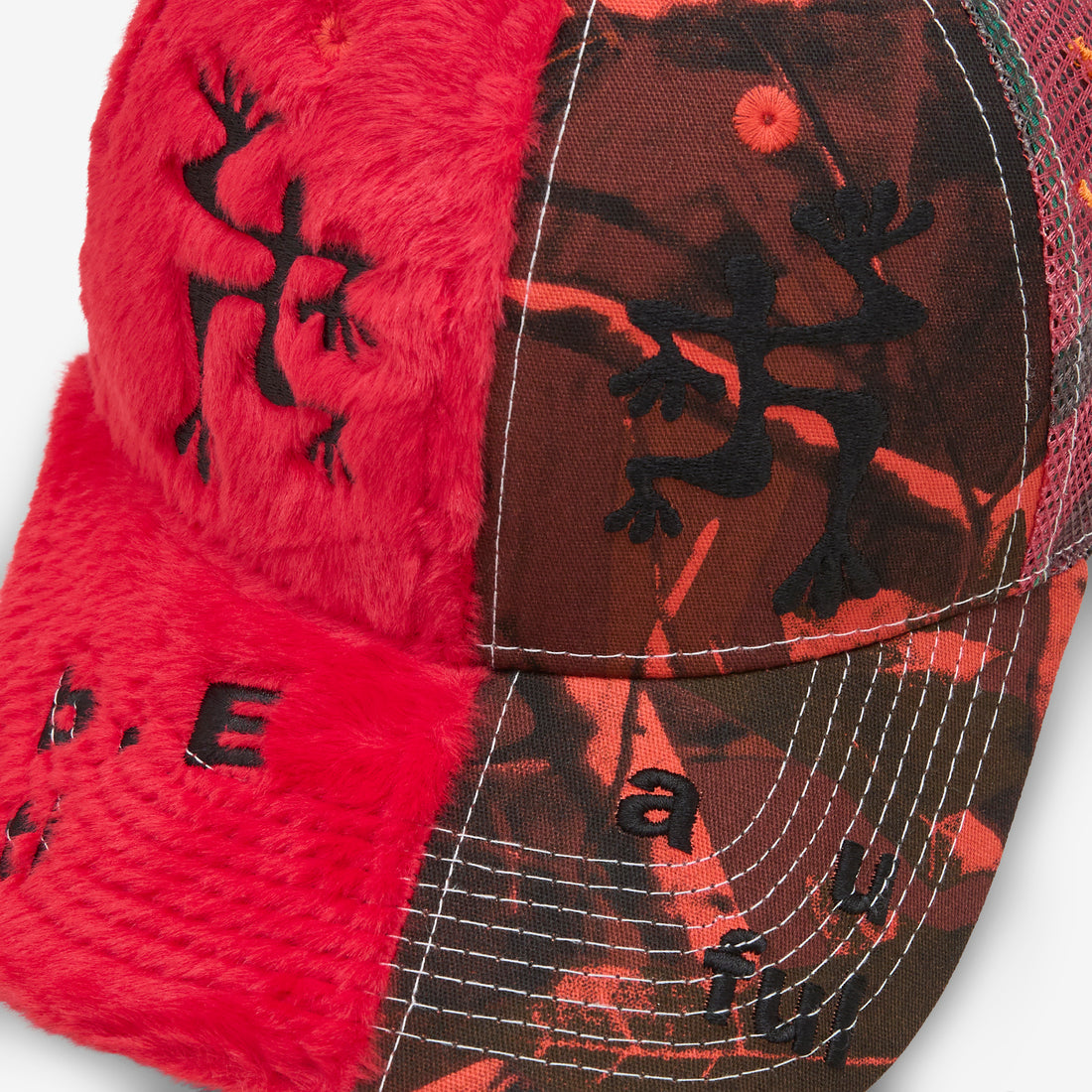 Biyu Hat Red Plush | Fire Camo Headwear