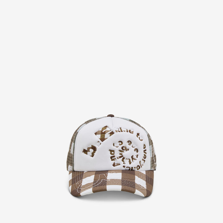 Bi Foam Trucker Hat Brown Checker Front