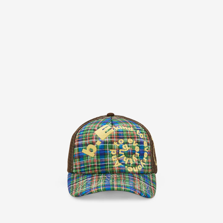 Bi Foam Trucker Hat Highland Tartan | Brown Front