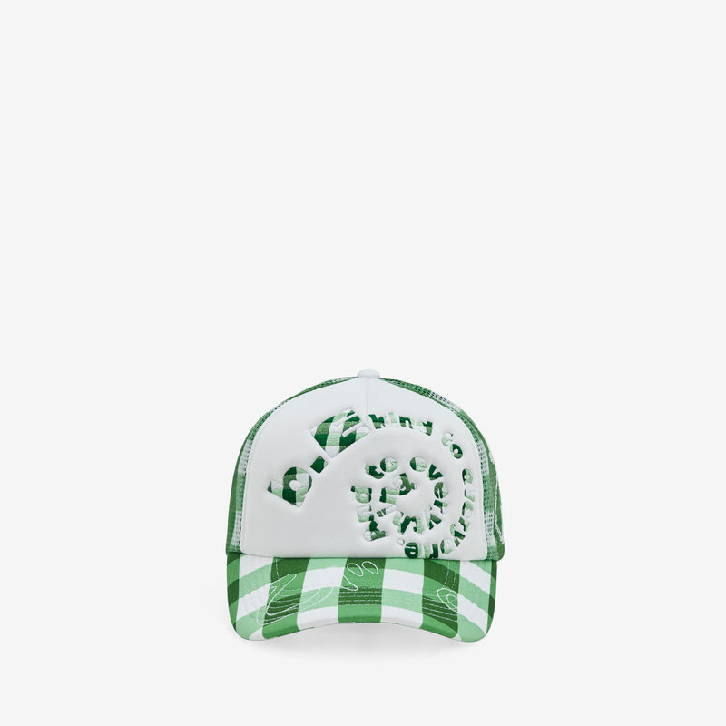 b.i Foam Trucker Hat Green Checker Headwear