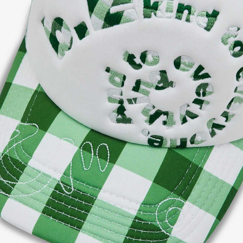b.i Foam Trucker Hat Green Checker Headwear