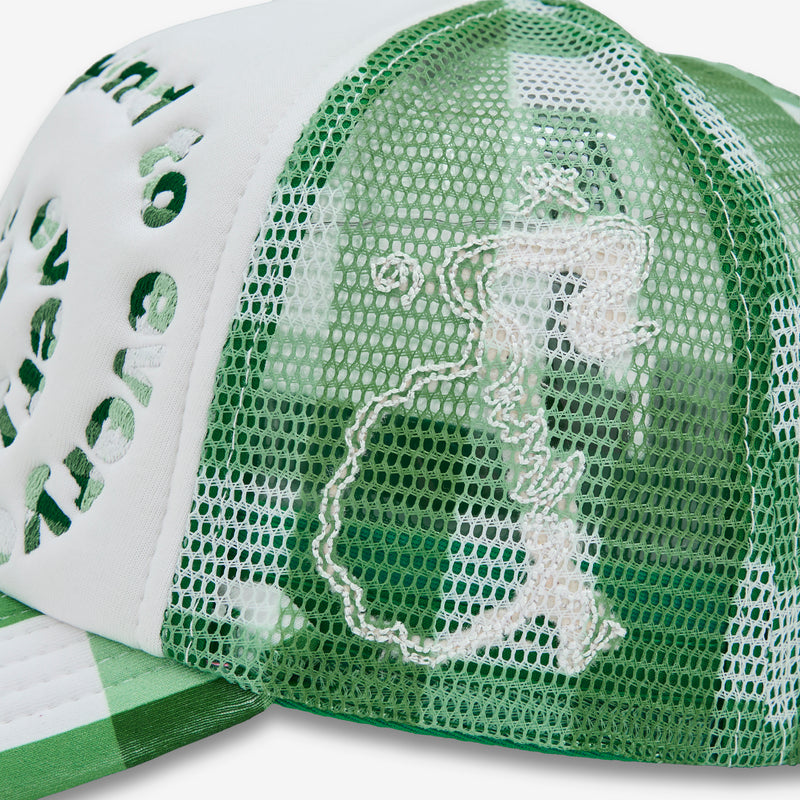 b.i Foam Trucker Hat Green Checker Headwear