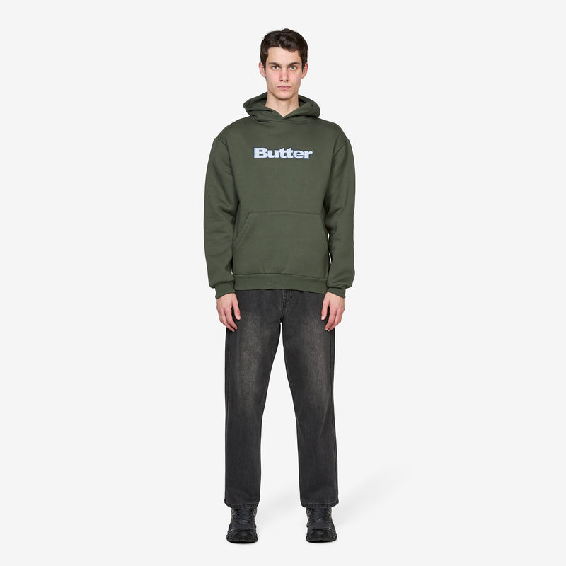 Textured Logo Pullover Hood Fatigue Jumpers