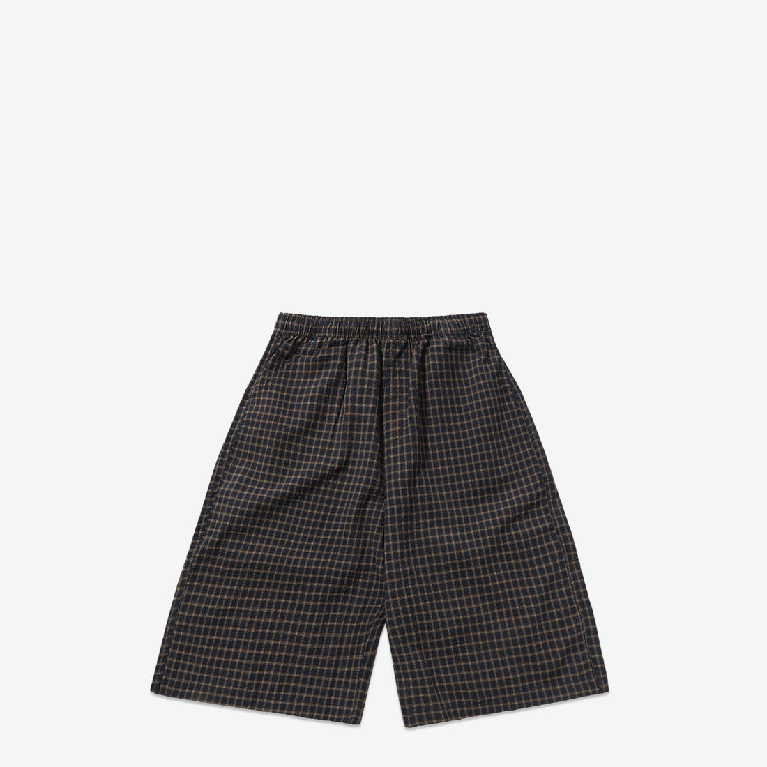 Loose Shorts Brown Seersucker Plaid