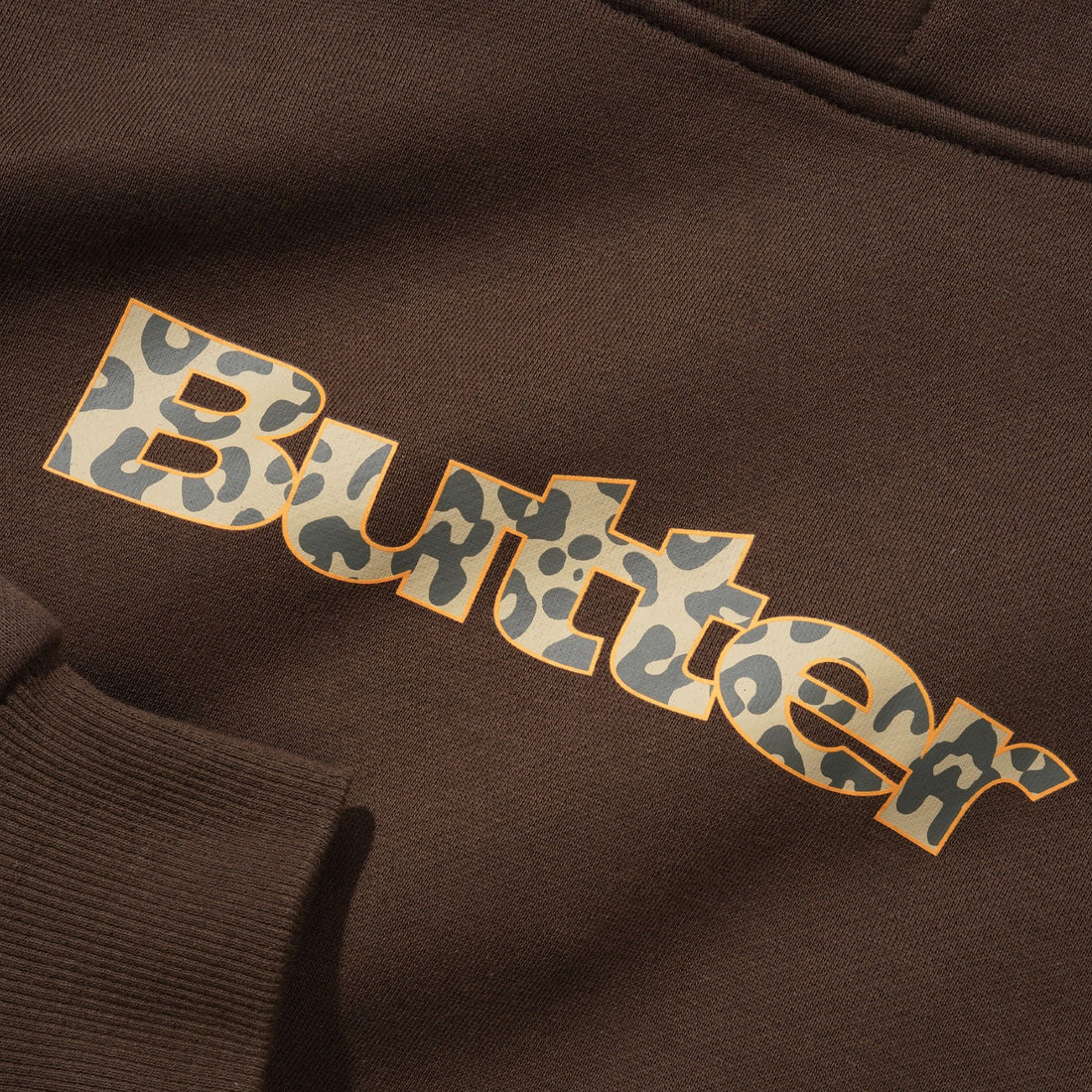 Leopard Print Logo Pullover Hood Brown