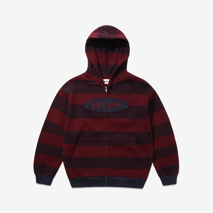 Tide Waffle Zip-Thru Hood Red Stripe Front