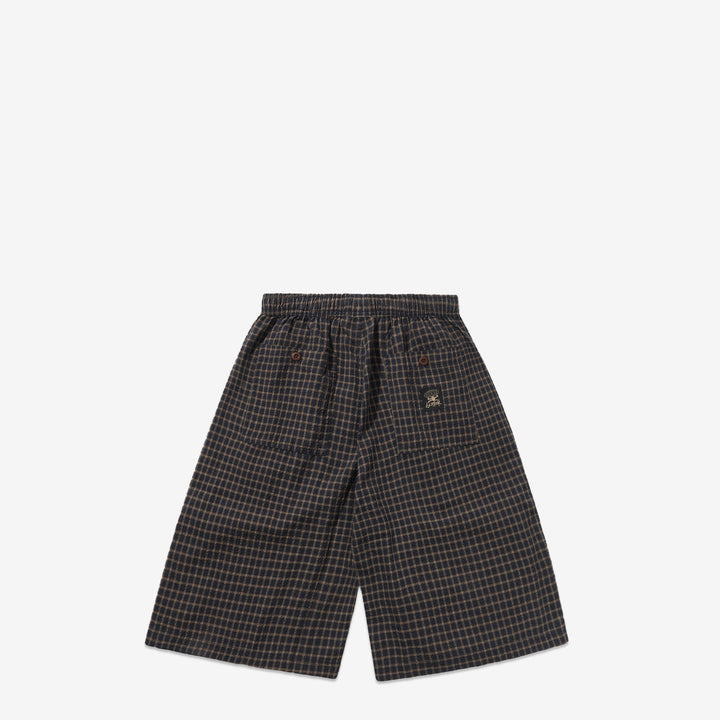 Loose Shorts Brown Seersucker Plaid