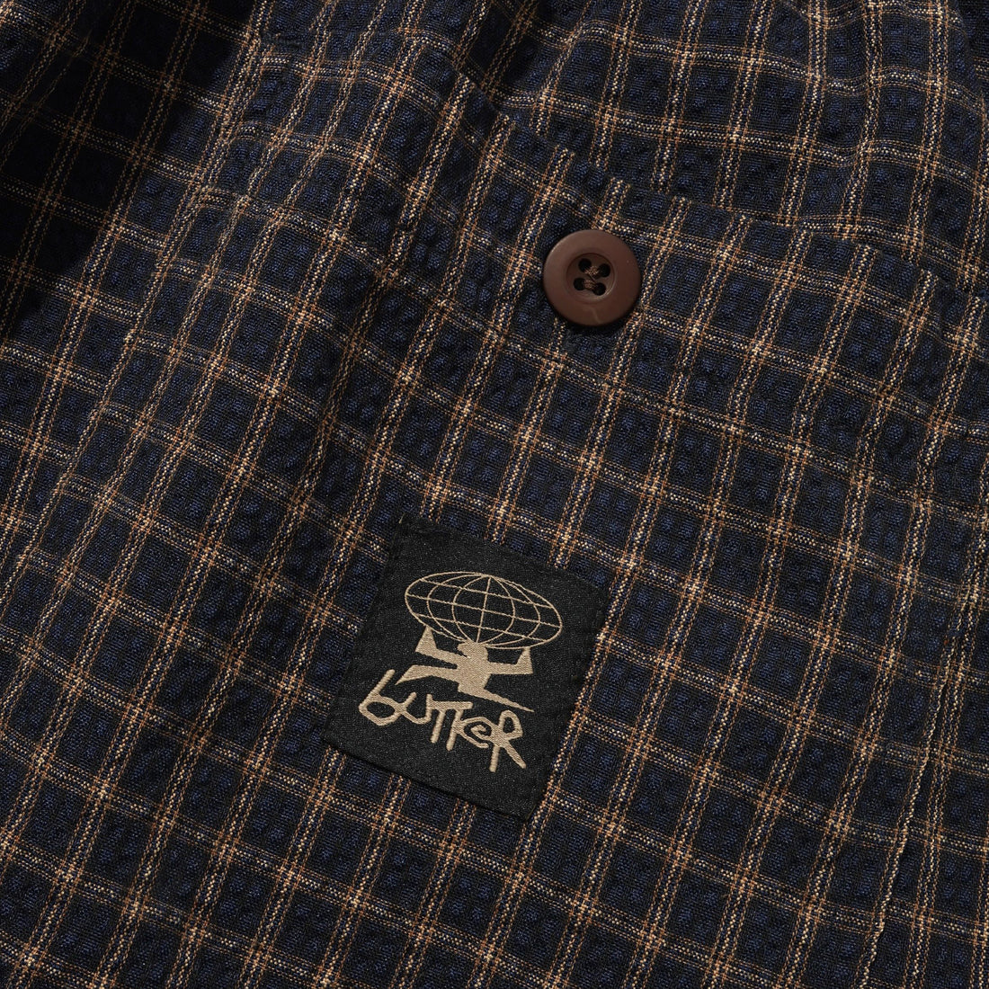 Loose Shorts Brown Seersucker Plaid