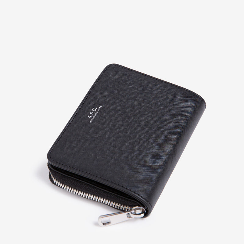 Emmanuel Compact Wallet Embossed Leather Black