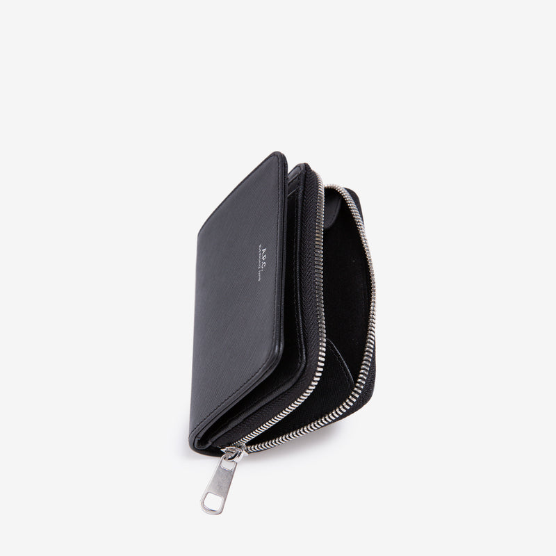 Emmanuel Compact Wallet Embossed Leather Black