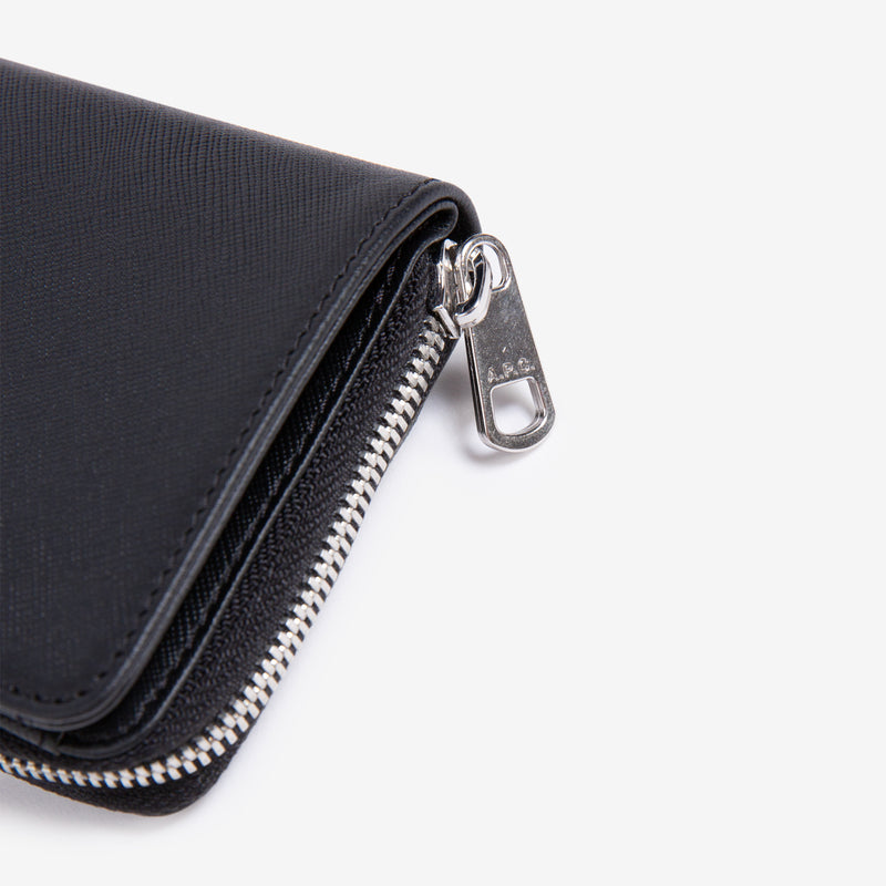 Emmanuel Compact Wallet Embossed Leather Black