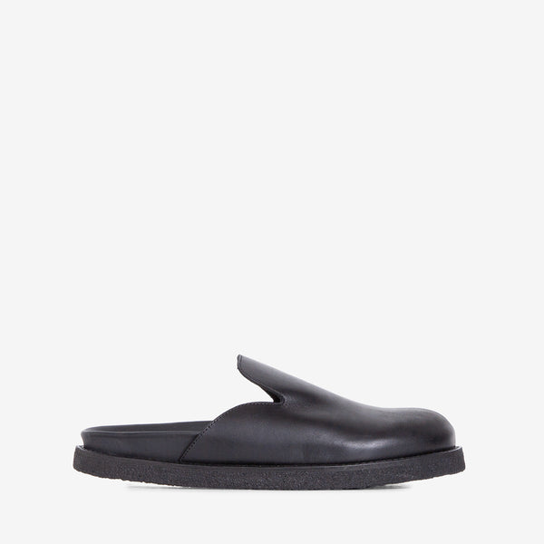 Women's Mule Black Crust Leather