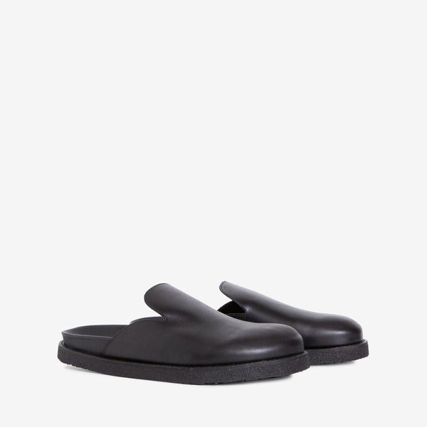 Women's Mule Black Crust Leather