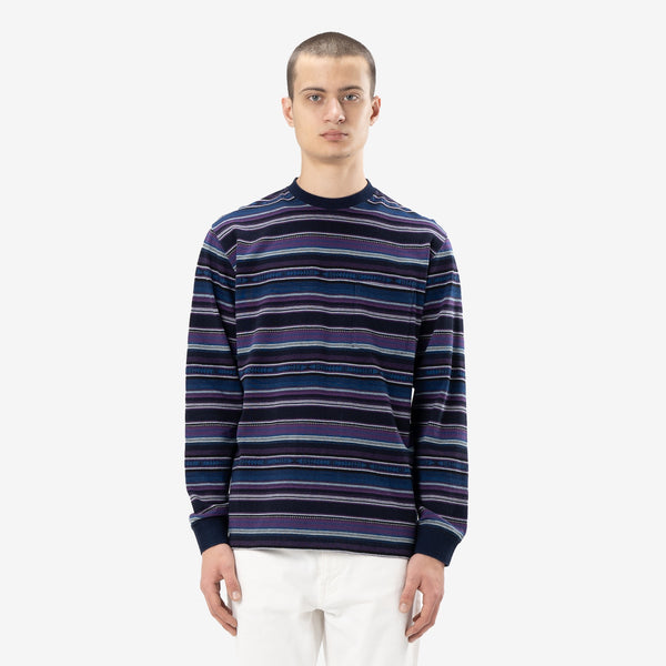 Longsleeve Pocket Tee Indigo Native Stripe Purple
