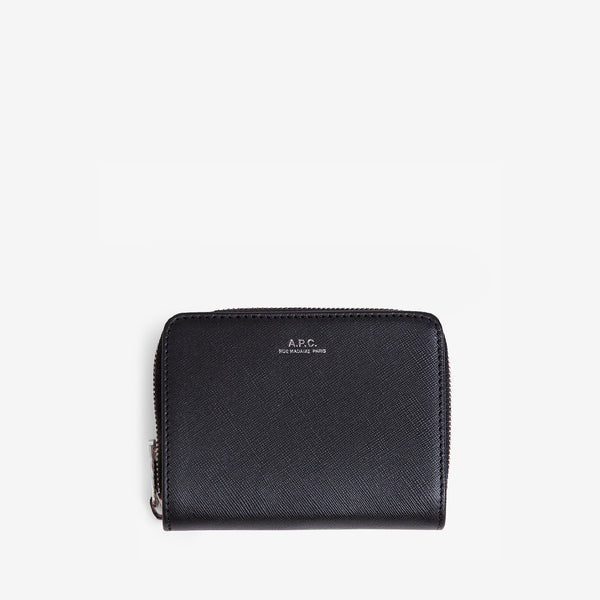Emmanuel Compact Wallet Embossed Leather Black