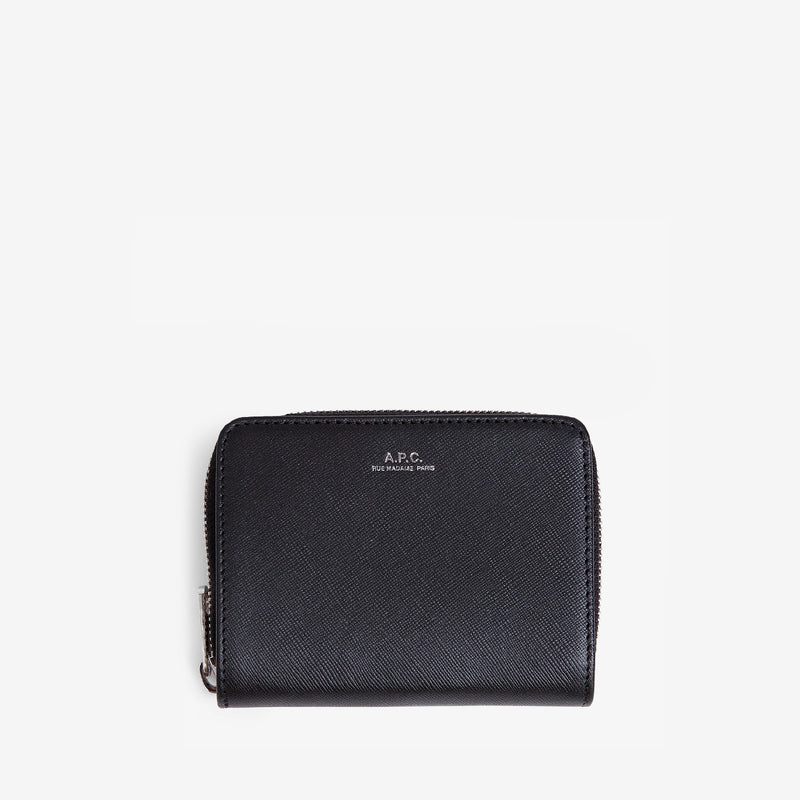 Emmanuel Compact Wallet Embossed Leather Black
