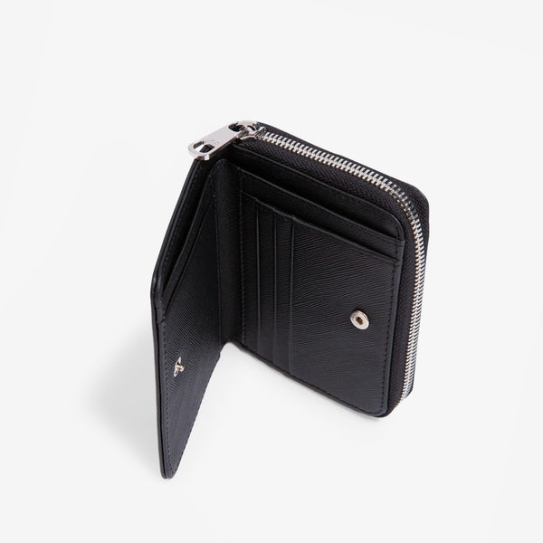 Emmanuel Compact Wallet Embossed Leather Black
