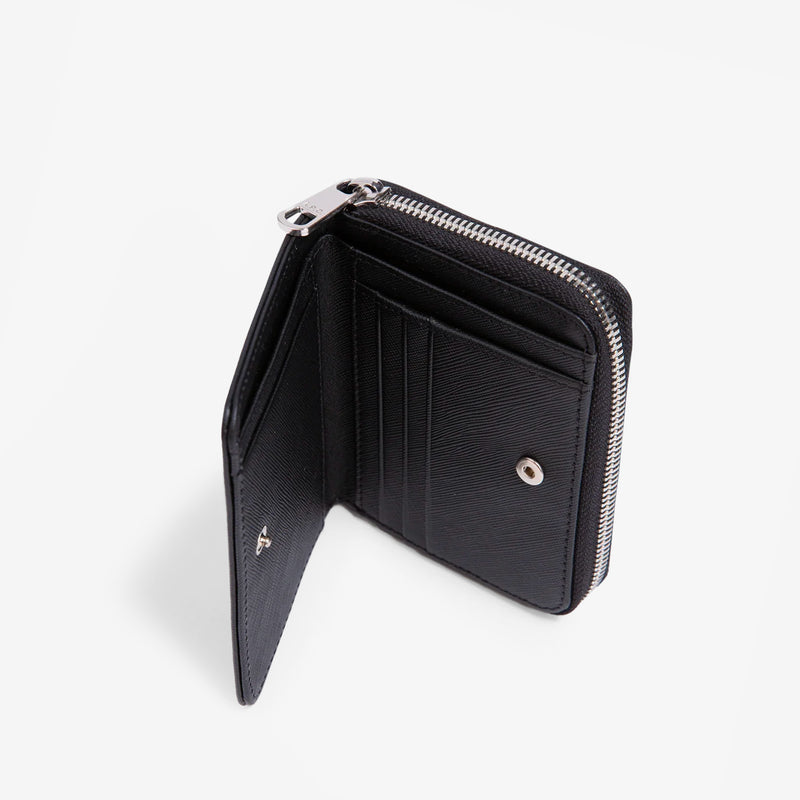 Emmanuel Compact Wallet Embossed Leather Black
